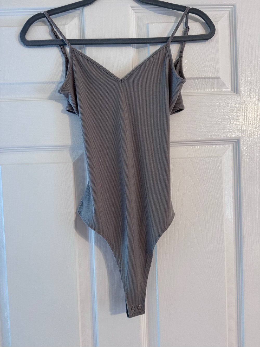 American Eagle Outfitters Gray Ribbed Womens One-Piece Bodysuit